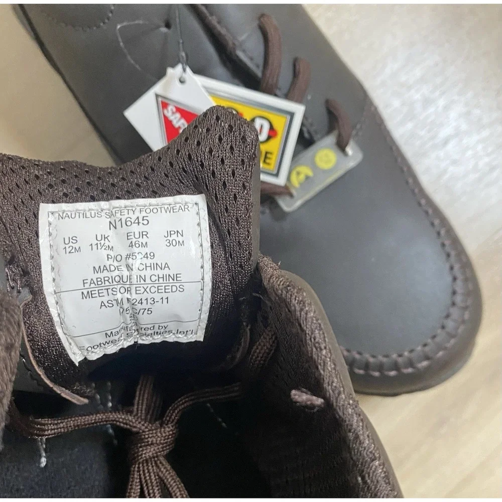 NWT NAUTILUS Safety Footwear N1645 Steel Toe Lace Up Brown Men's Size 12‎